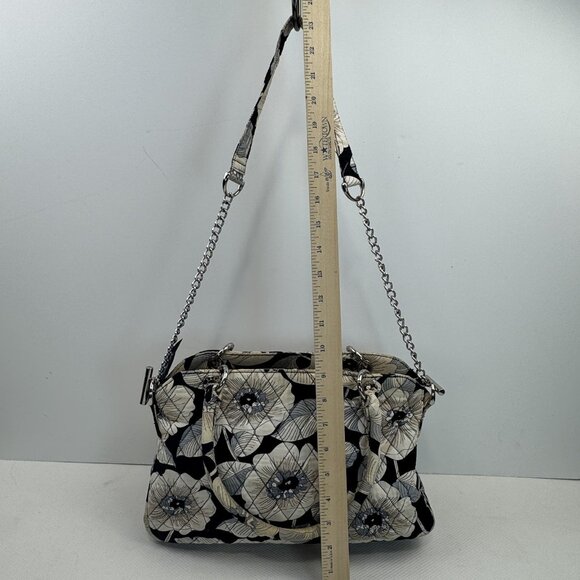 Vera Bradley Womens Black White Camellia Floral Quilted Purse Shoulder Bag - Picture 11 of 16